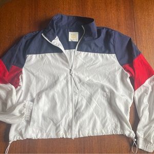 Cali 1850 Women’s Jacket Windbreaker size XL Vtg Style White Blue Red Colorblock
